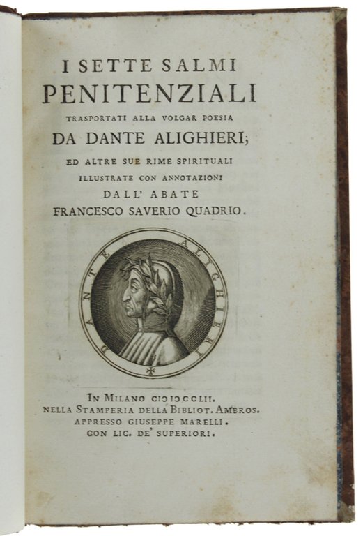 I SETTE SALMI PENITENZIALI trasportati alla volgar poesia da Dante …