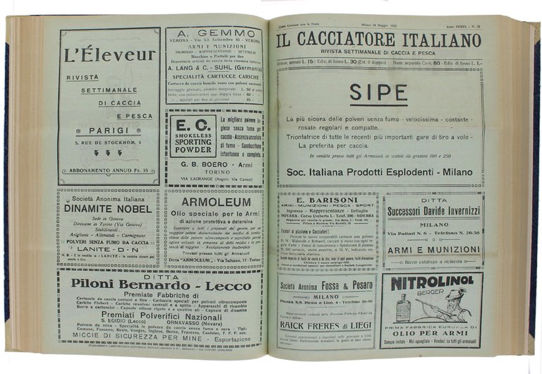 IL CACCIATORE ITALIANO - Annata 1922 completa.