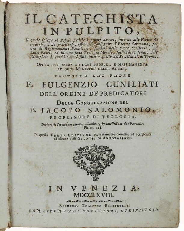IL CATECHISTA IN PULPITO il quale spiega al popolo fedele …