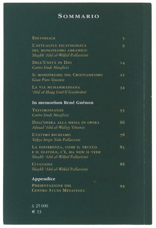 IL MESSAGGIO - RIVISTA DI STUDI METAFISICI. Anno I n. … | Immagine Gallery 4