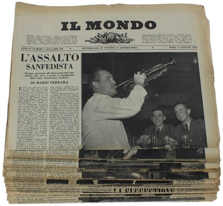 IL MONDO. Annata 1952 completa - Settimanale Politico Economico e …