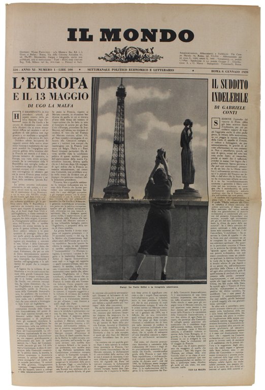 IL MONDO. Annata 1959 completa - Settimanale Politico Economico e …