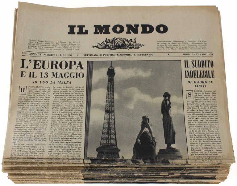 IL MONDO. Annata 1959 completa - Settimanale Politico Economico e …