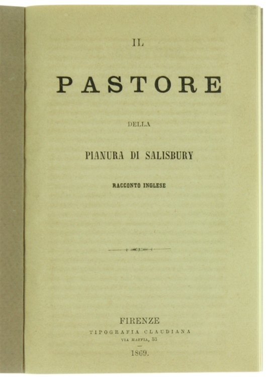 IL PASTORE DELLA PIANURA DI SALISBURY. Racconto inglese.