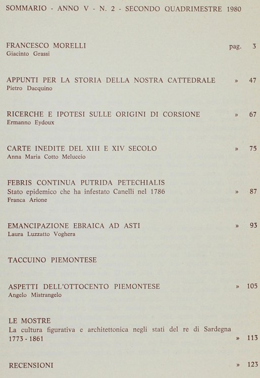 IL PLATANO. Anno V n.2, secondo quadrimestre 1980. Rivista dedicata …