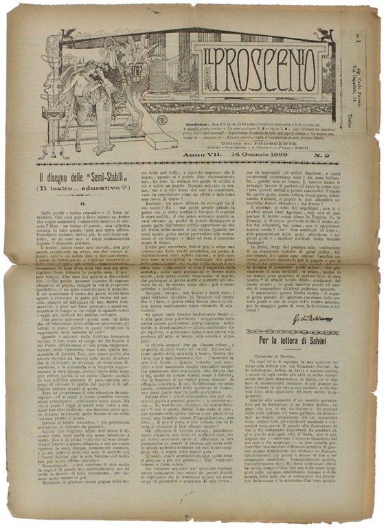 IL PROSCENIO. Giornale Artistico Teatrale. Anno 1899 (33 numeri) | Immagine Gallery 3