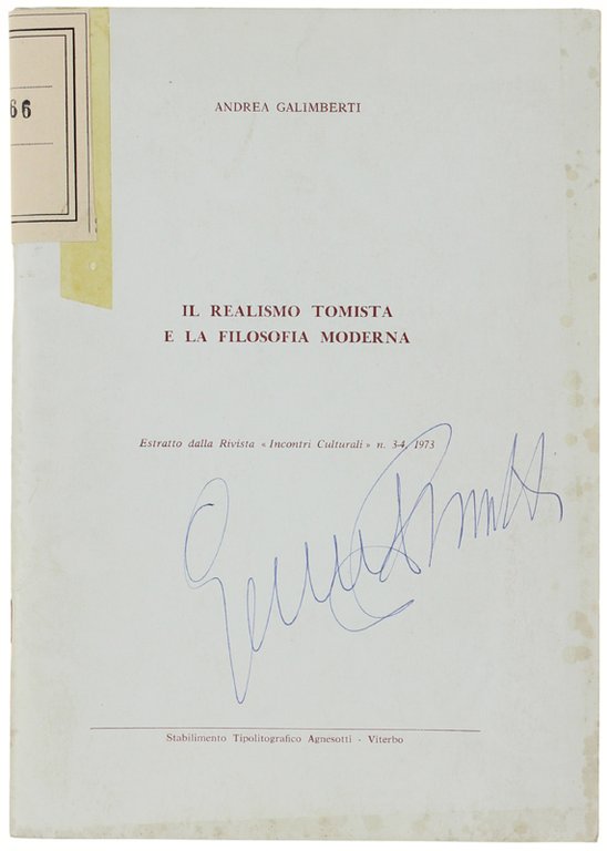 IL REALISMO TOMISTA E LA FILOSOFIA MODERNA. Estratto dalla rivista …
