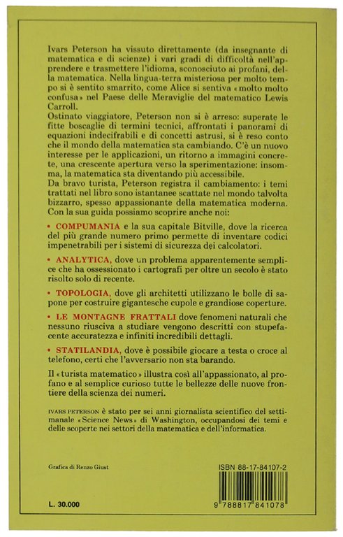 IL TURISTA MATEMATICO. Un viaggio nella moderna scienza dei numeri.