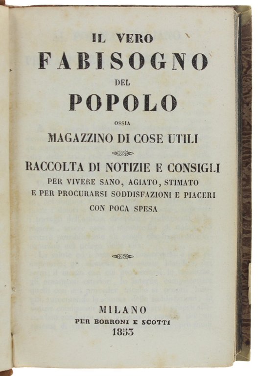 IL VERO FABISOGNO DEL POPOLO ossia MAGAZZINO DI COSE UTILI: …