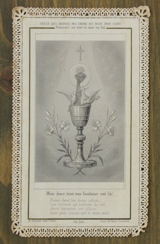 Image pieuse: MON AME, TOUT TON BONHEUR EST LA'. Lithographie, …