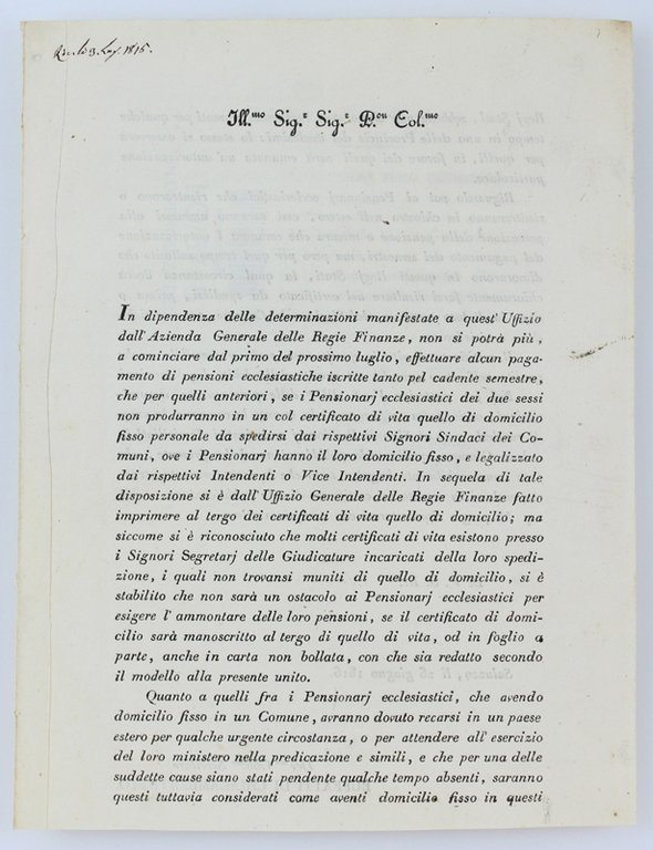 IN DIPENDENZA DELLE DETERMINAZIONI MANIFESTATE A QUEST'UFFIZIO DALL'AZIENDA GENERALE DELLE …