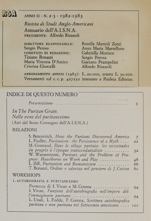 IN THE PURITAIN GRAIN - NELLE VENE DEL PURITANESIMO. Atti …