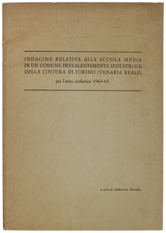 INDAGINE RELATIVA ALLA SCUOLA MEDIA DI UN COMUNE PREVALENTEMENTE INDUSTRIALE …