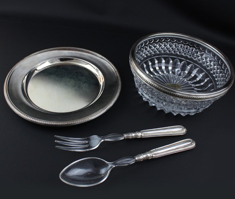 INSALATIERA VINTAGE ARGENTO 800/1000 E CRISTALLO NELLA SCATOLA ORIGINALE (tutto …