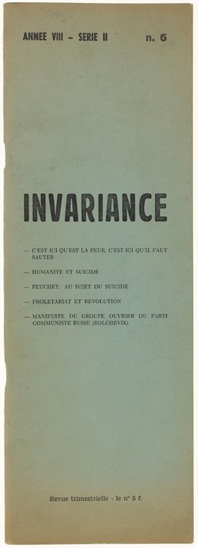 INVARIANCE. Année VIII - Série II - N. 6. Revue …
