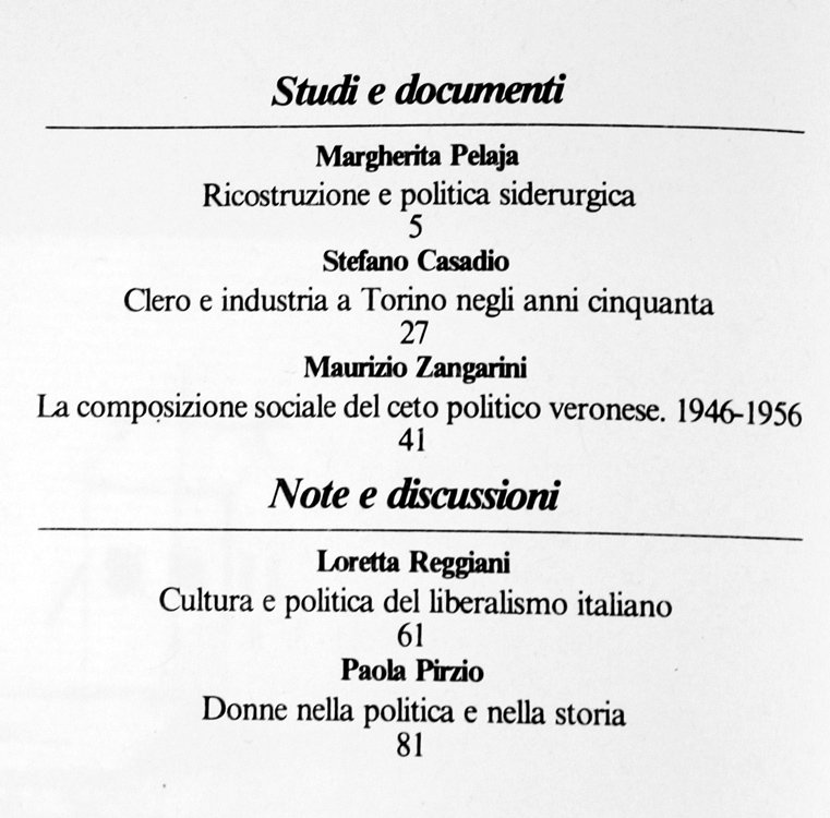 ITALIA CONTEMPORANEA n. 148. Settembre 1982.