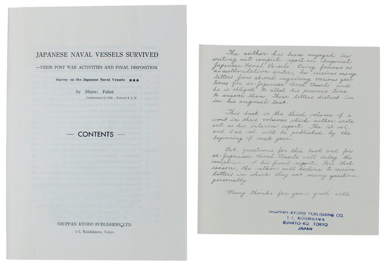 JAPANESE NAVAL VESSELS SURVIVED. THIR POST WAR ACTIVITIES AND FINAL …