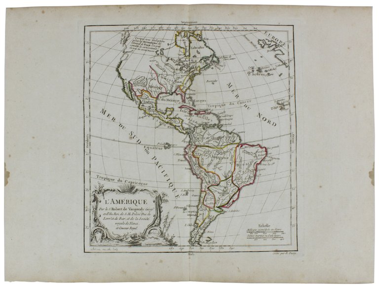 L'AMERIQUE. [Original copper engraved map, 1778]