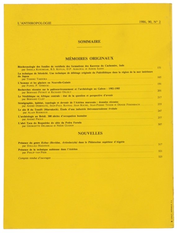 L'ANTHROPOLOGIE. Tome 90 - 1986. No. 2.
