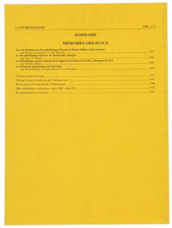 L'ANTHROPOLOGIE. Tome 92 - 1988. No. 4.