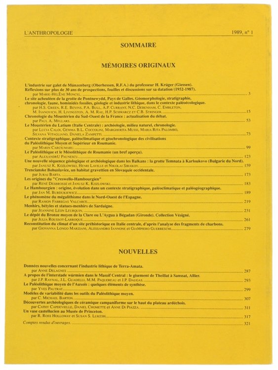 L'ANTHROPOLOGIE. Tome 93 - 1989. No. 1.