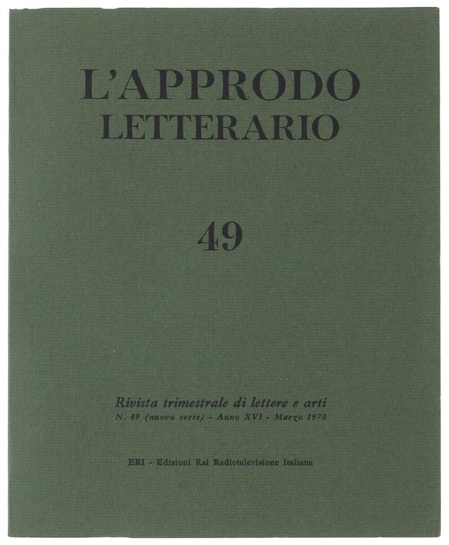 L'APPRODO LETTERARIO. N. 49 - Marzo 1970. Rivista trimestrale di … | Immagine Gallery 2