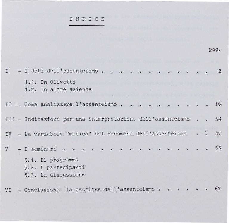 L'ASSENTEISMO. Seminari del gennaio 1973