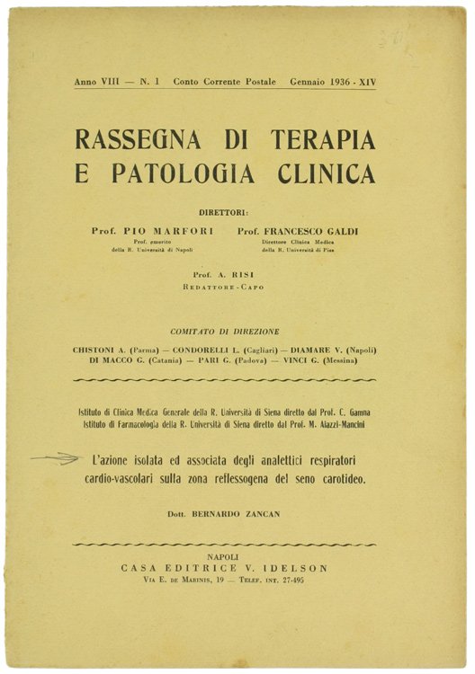 L'AZIONE ISOLATA ED ASSOCIATA DEGLI ANALETTICI RESPIRATORI CARDIO-VASCOLARI SULLA ZONA …