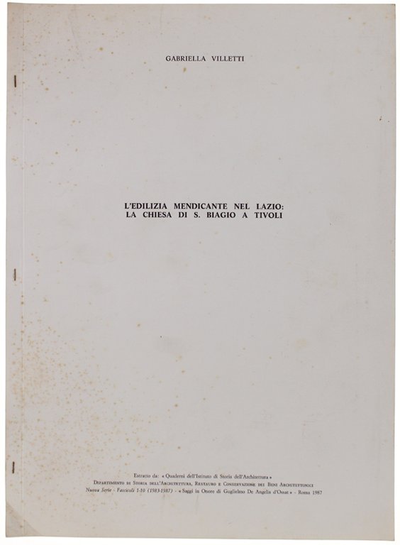 L'EDILIZIA MENDICANTE NEL LAZIO: LA CHIESA DI S.BIAGIO A TIVOLI.