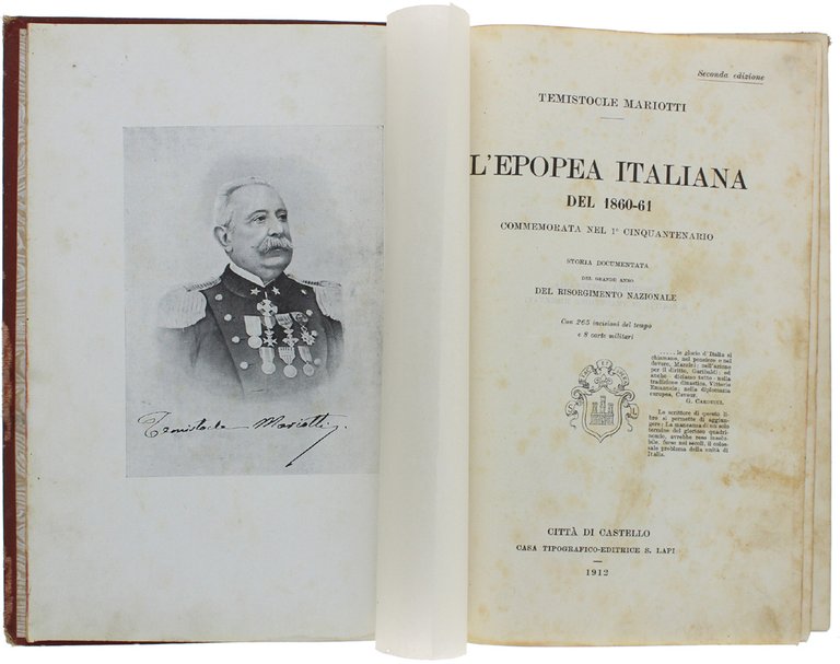 L'EPOPEA ITALIANA DEL 1860-61 COMMEMORATA NEL 1° CINQUANTENARIO. Storia documentata …