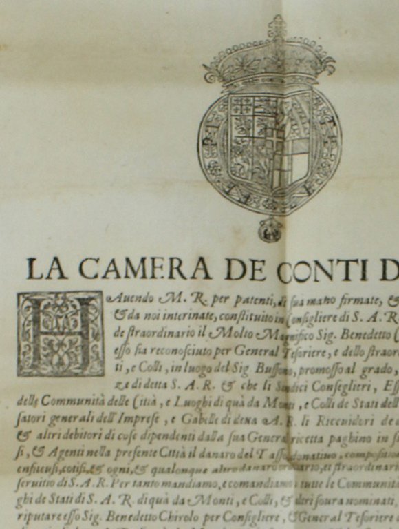 LA CAMERA DE' CONTI DI S.A.R. Hauendo M.R. per patenti, …