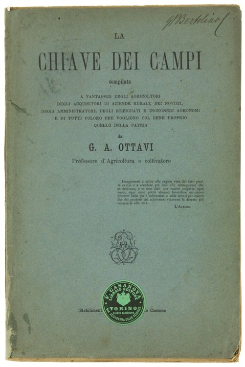 LA CHIAVE DEI CAMPI compilata a vantaggio degli agricoltori, degli …