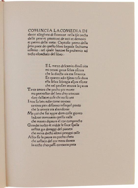 LA COMEDIA di Dante Alleghieri. Facsimile dell'esemplare della prima edizione …