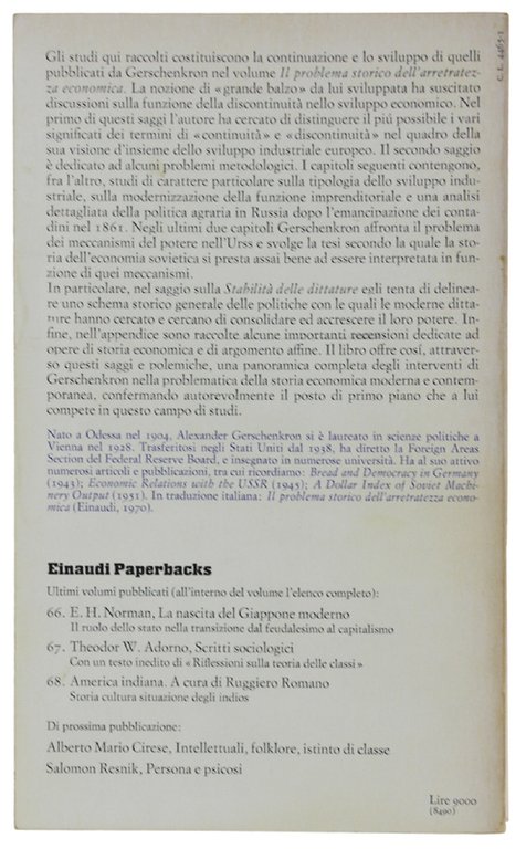 LA CONTINUITA' STORICA. Teoria e storia economica.