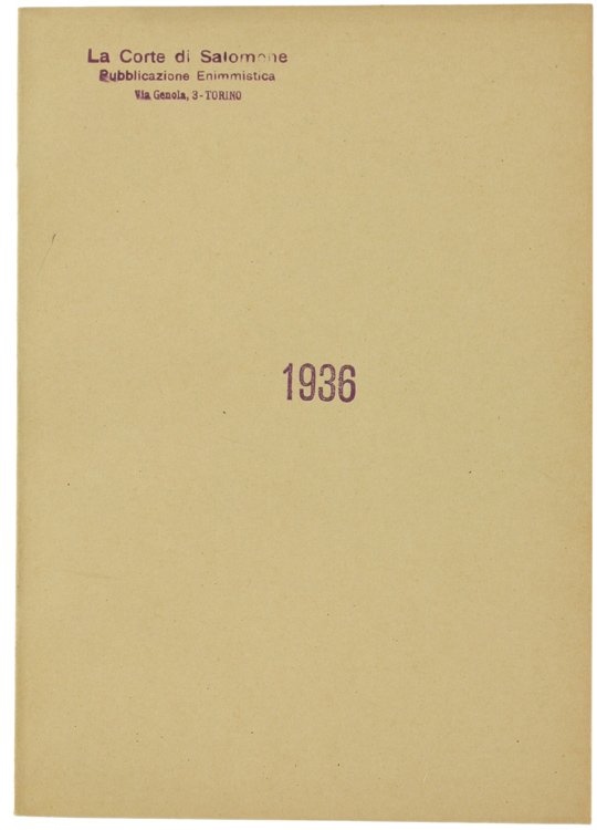 LA CORTE DI SALOMONE. Annata 1936 completa.