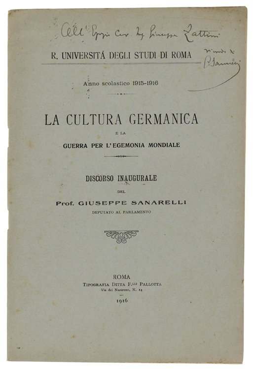 LA CULTURA GERMANICA E LA GUERRA PER L'EGEMONIA MONDIALE. Discorso …