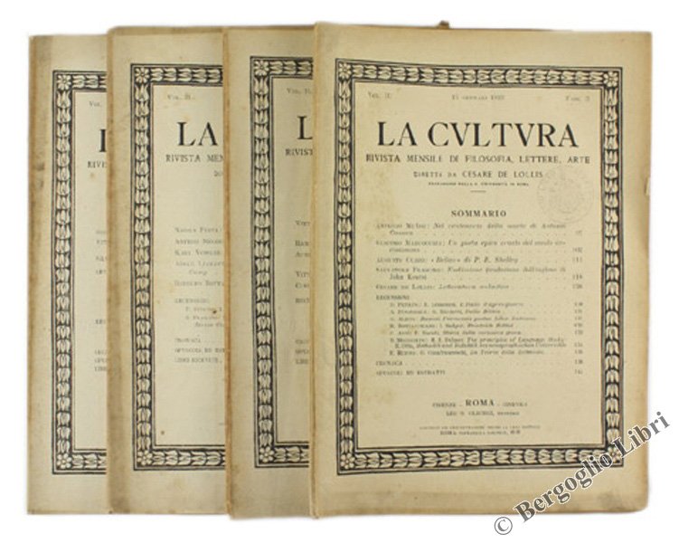 LA CULTURA. Rivista mensile di Filosofia, Lettere, Arte. Nuova serie …