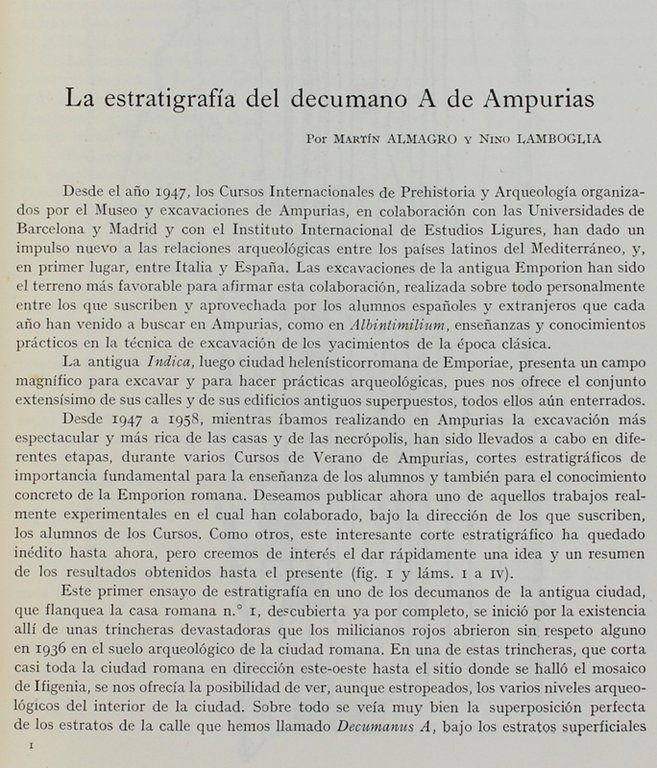LA ESTRATIGRAFIA DEL DECUMANO A de AMPURIAS.
