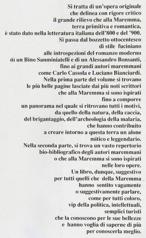 LA MAREMMA NELLA LETTERATURA ITALIANA ('800-'900) [Volume come nuovo]