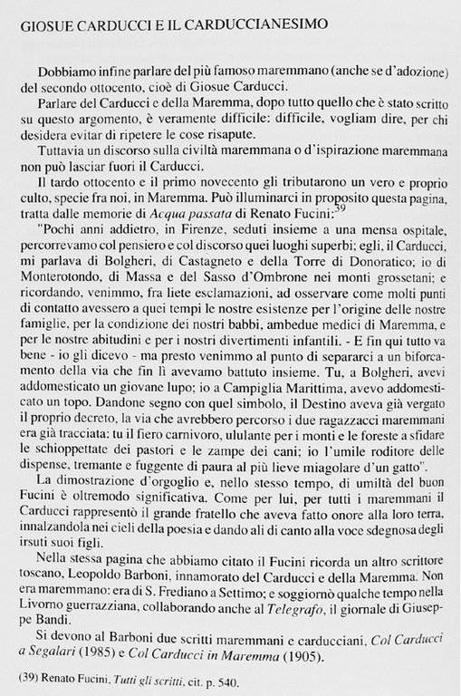 LA MAREMMA NELLA LETTERATURA ITALIANA ('800-'900) [Volume come nuovo]