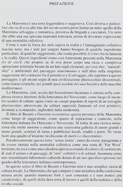 LA MAREMMA NELLA LETTERATURA ITALIANA ('800-'900) [Volume come nuovo]
