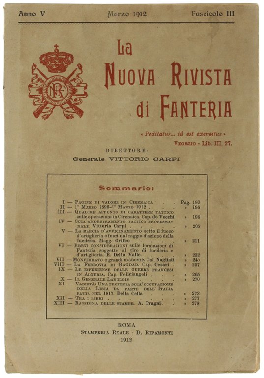 LA NUOVA RIVISTA DI FANTERIA. Marzo 1912 - Fascicolo III.