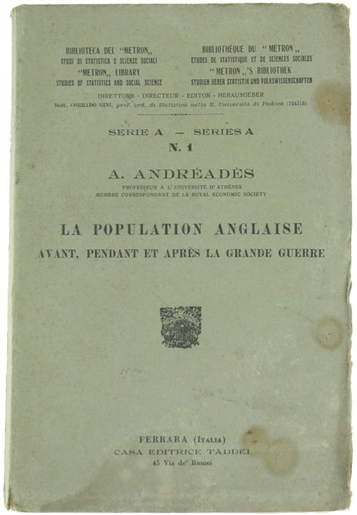 LA POPULATION ANGLAISE AVANT, PENDANT ET APRÉS LA GRANDE GUERRE.