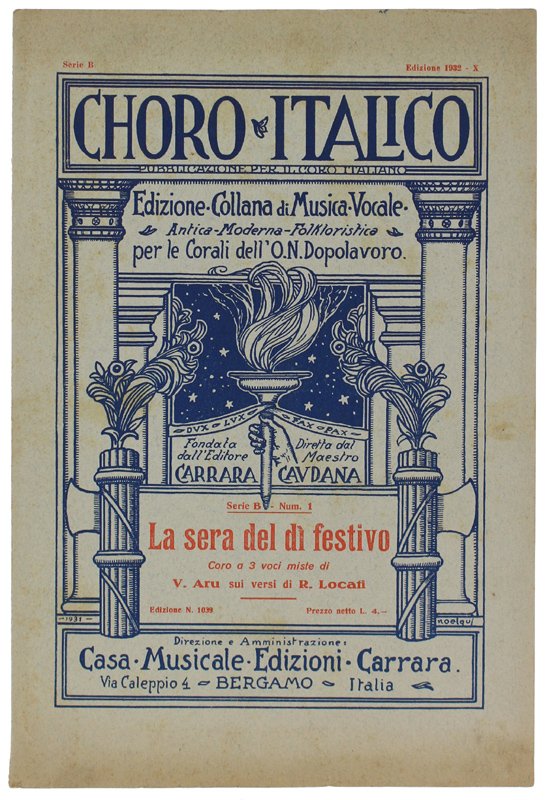 LA SERA DEL DI' FESTIVO. Coro a 3 voci miste …