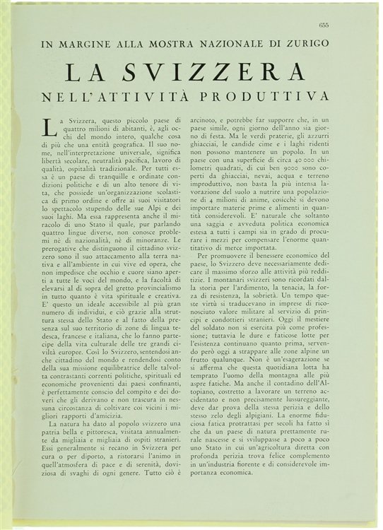 LA SVIZZERA NELL'ATTIVITA' PRODUTTIVA. In margine alla Mostra Nazionale di …