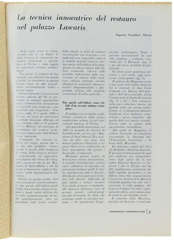 LA TECNICA INNOVATRICE DEL RESTAURO NEL PALAZZO LASCARIS. (stralcio).