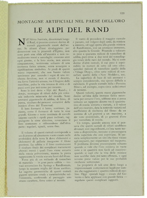 LE ALPI DEL RAND. Montagne artificiali nel paese dell'oro.