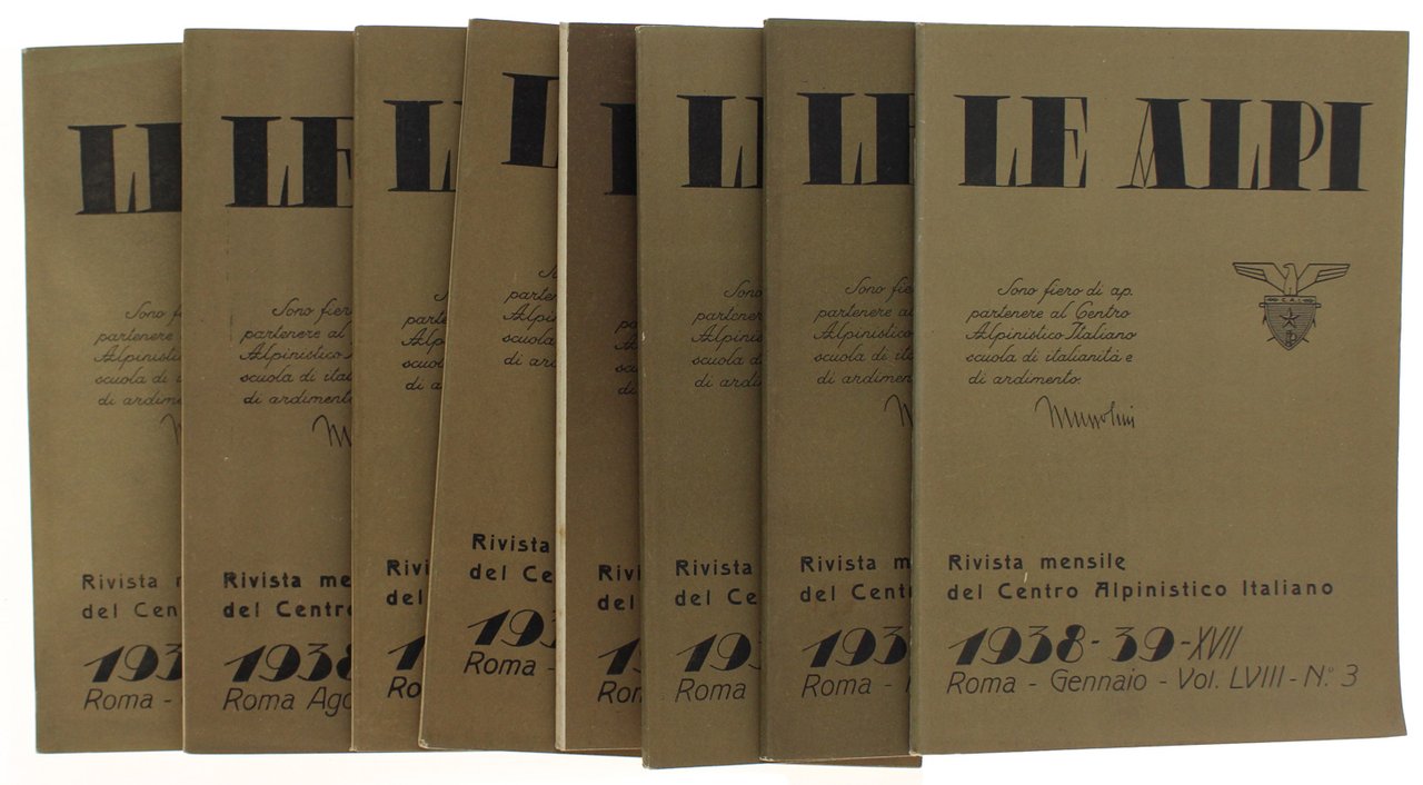 LE ALPI. Rivista mensile del C.A.I. 1938-1939. Vol. LVIII - … | Immagine principale
