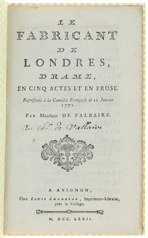 LE FABRICANT DE LONDRES, Drame en cinq actes et en …