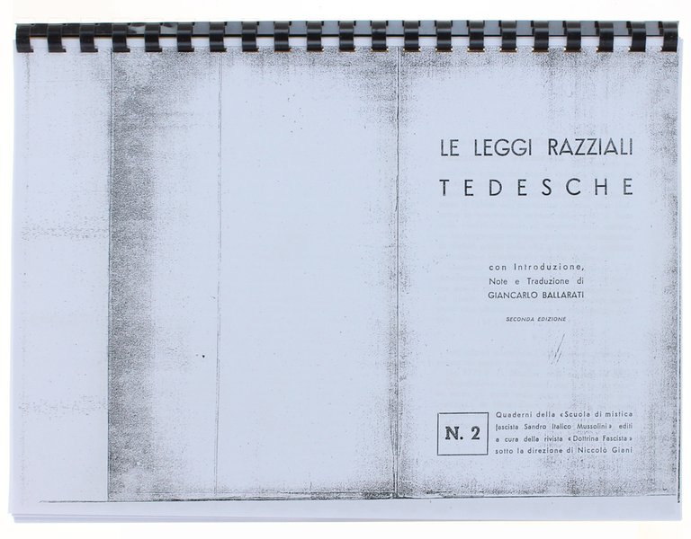 LE LEGGI RAZZIALI TEDESCHE. Introduzione, note e traduzione di Giancarlo …